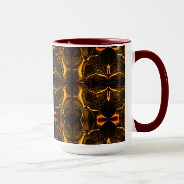 Caneca Formas, 'Traços dourados flutuam' sobre fundo escu (Direita)