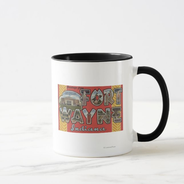 Caneca Fort Wayne, Indiana - Cenas com Letras Grandes (Direita)