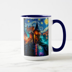 Caneca Fortaleza Fantasia Noturna Mágica Arte