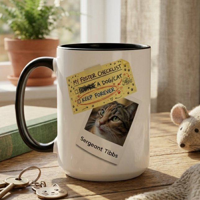 Caneca Foster Checklist Keep Forever Animal Rescue Gift (Fun Pet Foster Fail photo coffee mug)