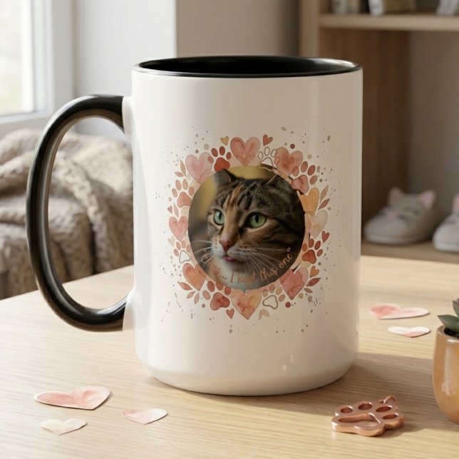 Caneca Foster Fail Pet Photo Heart Wreath Gift (Foster failure celebration pet adoption mug)