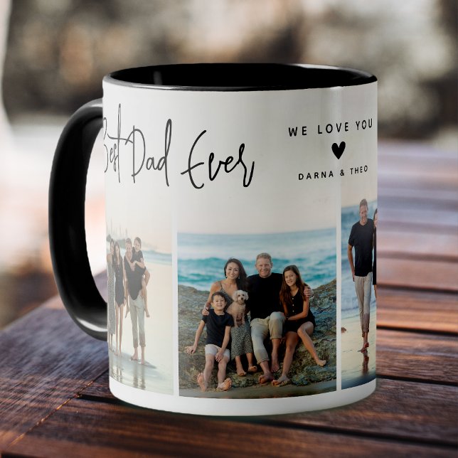 Caneca Foto 4x do Melhor Script de Pai (Best Dad Ever Script Coffee Mug)