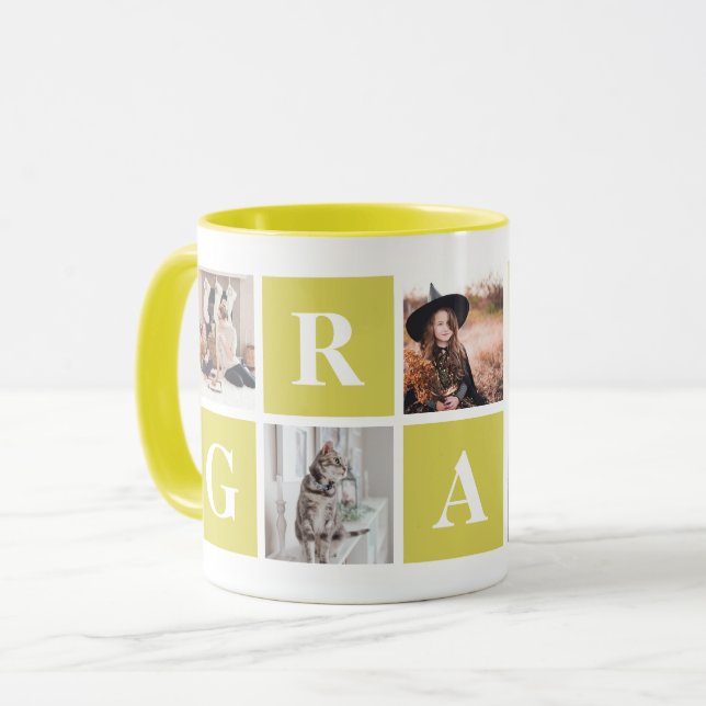 Caneca Foto amarela, imagens personalizadas para a avó (Frente Esquerda)