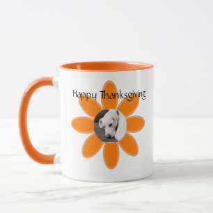 Caneca Foto: Cachorro-da-manhã em laranja Flower Frame Mu