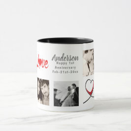 Caneca FOTO COLLAGE 1rua 10º 15 Anniversário moderno