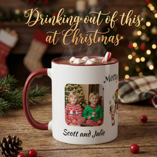 Caneca Foto Com Veado De Natal Verde Personalizar
