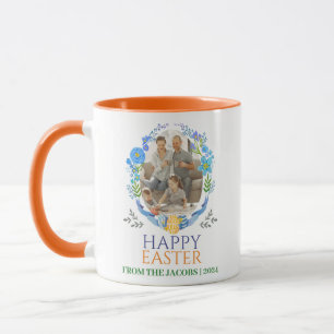 Caneca Foto Cristã de Caligrafia Floral da Páscoa Elegant