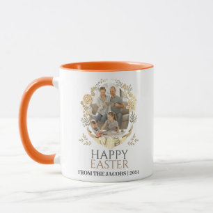 Caneca Foto Cristã de Caligrafia Floral da Páscoa Elegant