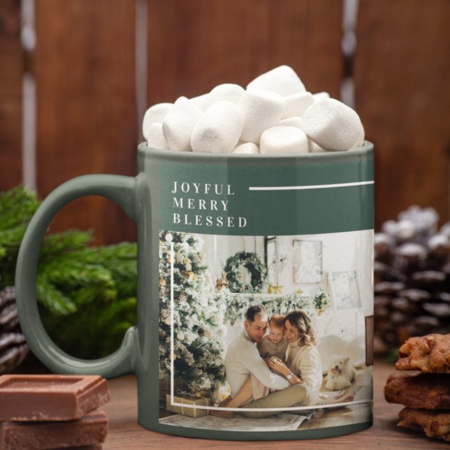 Caneca Foto da família moderna | Feliz alegre abençoada | (Criador carregado)