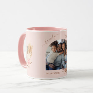 Caneca Foto da família pampas rosa ouro florais cor-de-ro
