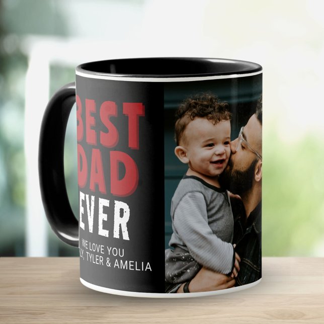 Caneca Foto da Melhor Família Vermelha Preta do Pai (Criador carregado)