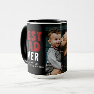 Caneca Foto da Melhor Família Vermelha Preta do Pai