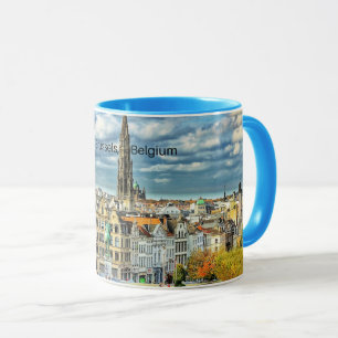 Caneca foto da paisagem urbana de Bruxelas, Bélgica