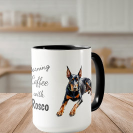 Caneca Foto de Animais de Estimação Doberman Café Preto P