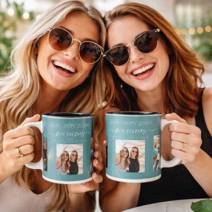 Caneca Foto de aniversário nomes das melhores amigas verd