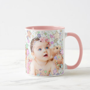 Caneca Foto de Bebê Estrelado Personalizado, Pink Coffee