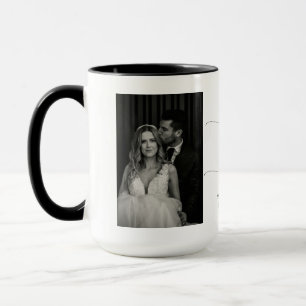 Caneca foto de casal personalizada com texto mr e mrs