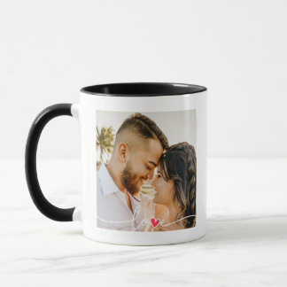 Caneca Foto de Casal Romântico Elegante com Roteiro de Am