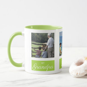 Caneca Foto de Colagem Personalizada Quadrada para o Avô