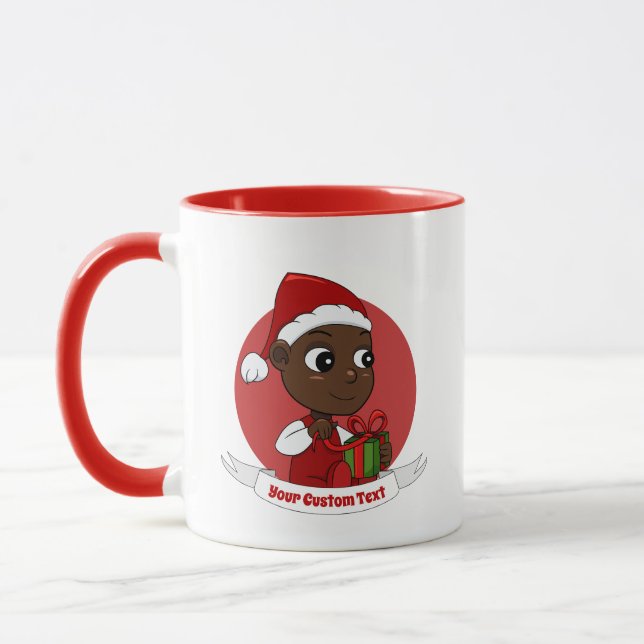 Caneca Foto de desenho animado de Natal fofo personalizad (Esquerda)