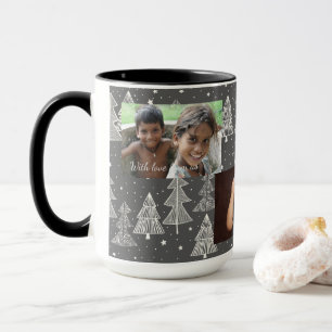 Caneca Foto de Estrelas de Neve em Placas de Natal
