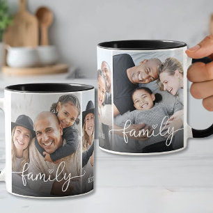 Caneca Foto de Família com Nome Personalizado em Letra de