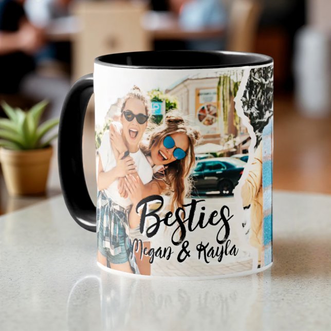 Caneca Foto de Melhores Amigas BFF Grunge Moderna e Desco (Criador carregado)