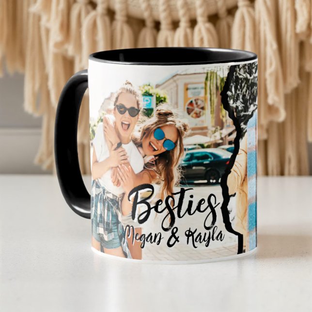 Caneca Foto de Melhores Amigas Modernas Grunge BFF (Criador carregado)