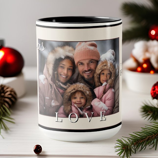 Caneca Foto de Natal da Tipografia Moderna Simples (Criador carregado)
