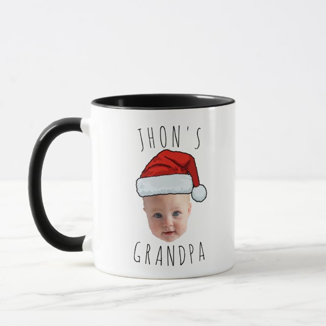Caneca Foto de Natal personalizada do rosto do bebê Santa (Esquerda)