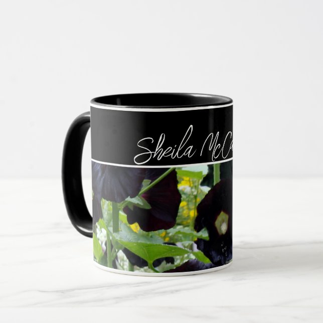 Caneca Foto de Ohio Black Hollyhocks (Frente Esquerda)