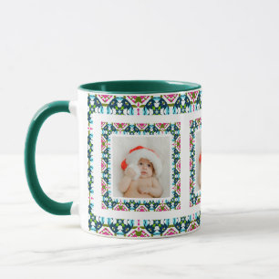 Caneca Foto de Padrão de Natal Personalizado - Chá
