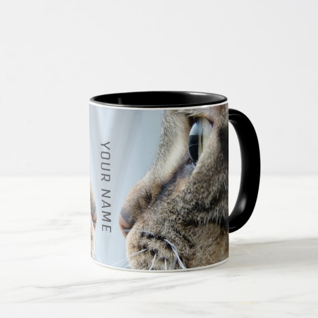 Caneca Foto de Perfil de Gato para Imagem de Perfil (Frente Esquerda)