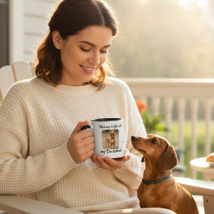 Caneca Foto de Pet Dachshund Marrom Personalizar