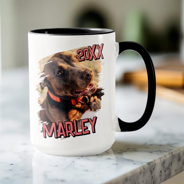 Caneca Foto de Pet Personalizada de Grunge Simples Reprod (Criador carregado)