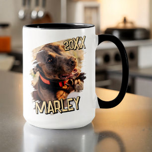 Caneca Foto de Pet Personalizada de Grunge Simples Reprod