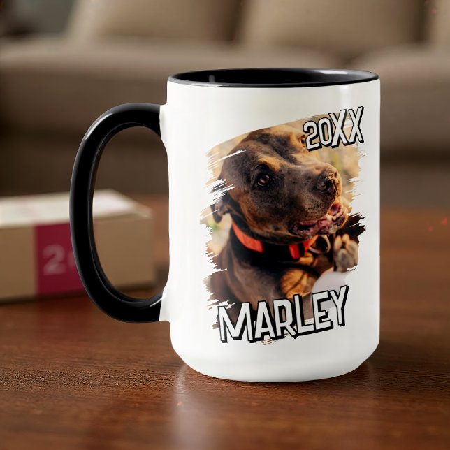 Caneca Foto de Pet Personalizada de Grunge Simples Reprod (Criador carregado)