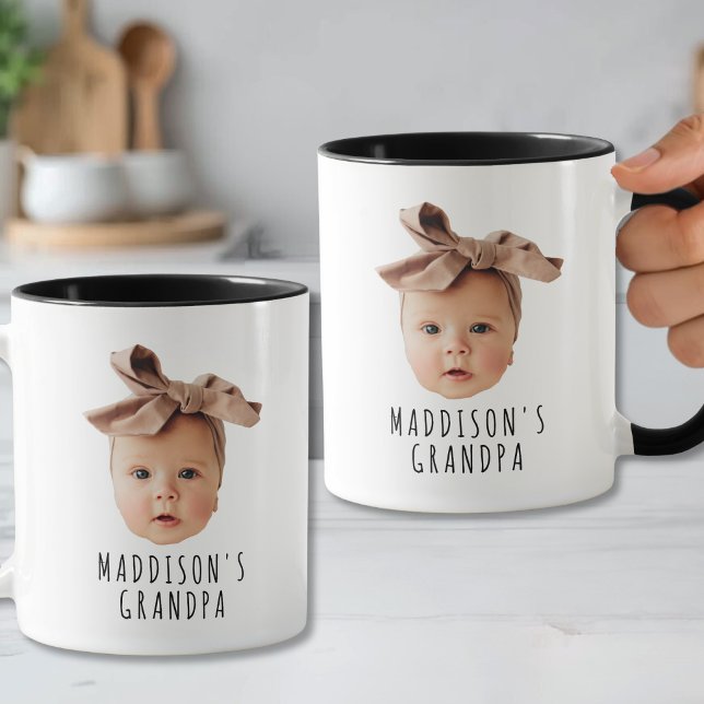 Caneca Foto de Rosto de Bebê Avô Personalizado (Baby Face Photo Custom Grandpa Mug )