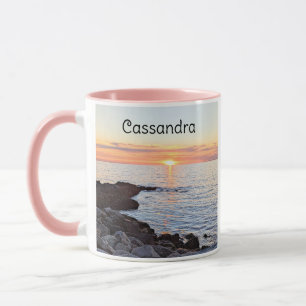 Caneca Foto de Sun e Ocean Ouro Sunset Melhor Mãe Nunca