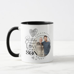 Caneca Foto de tipografia de aniversário de neto e filho