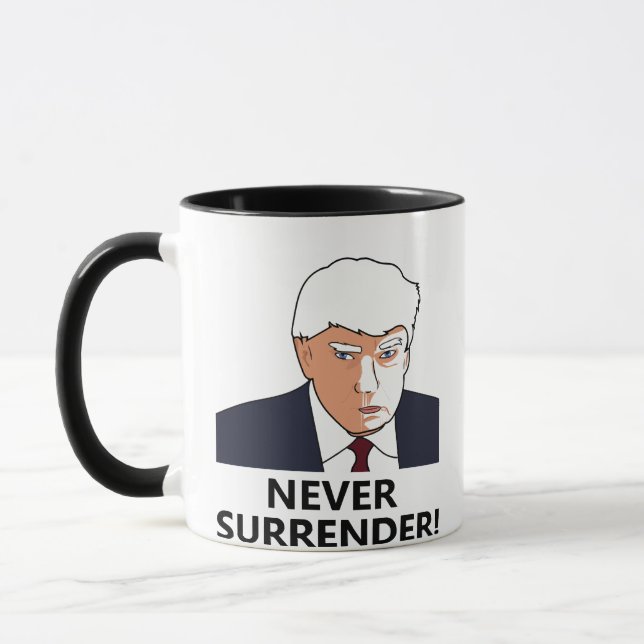 Caneca Foto de Trump Nunca se Render Mug (Esquerda)
