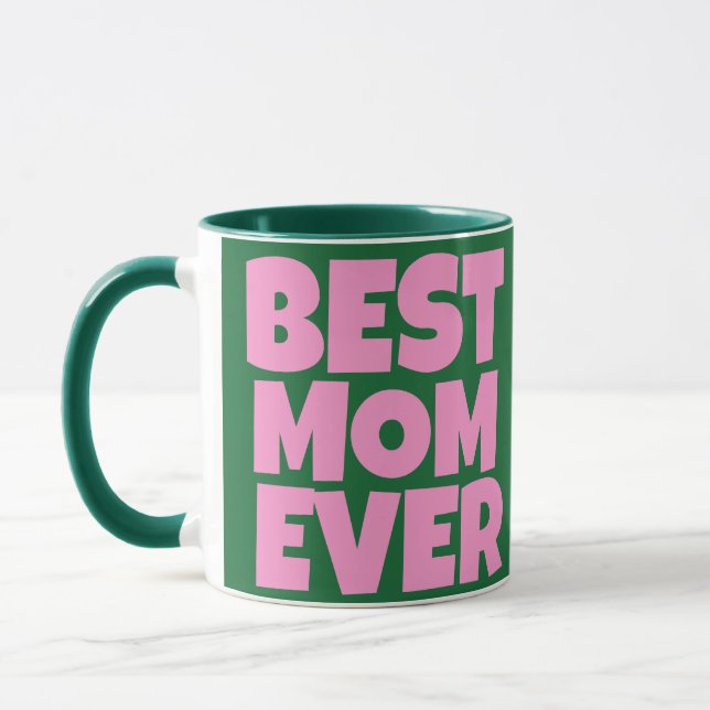 Caneca Foto Dia das Mães Rosa Verde Retro (Esquerda)