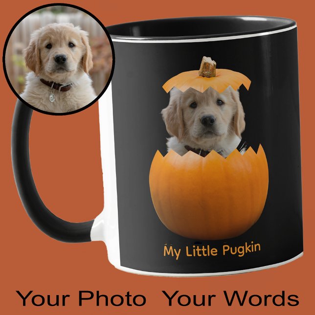 Caneca Foto do Cachorro de Abóbora do Halloween Personali (Personalize this mug with a photo of your dog in a pumpkin!)