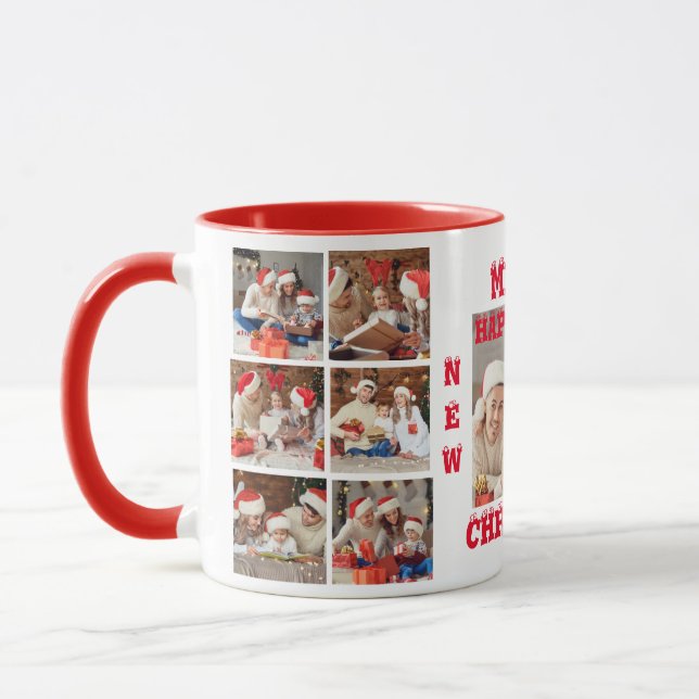 Caneca FOTO DO CHEIO FUNNADO MERRY NATMAS Mug vermelho 2 (Esquerda)