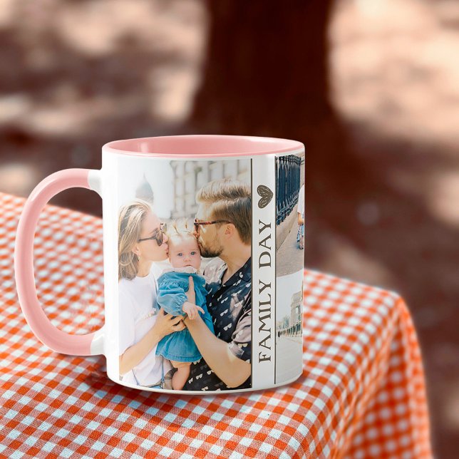 Caneca Foto do dia da família bonita Colagem de café Mug (Criador carregado)