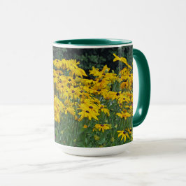 Caneca Foto do Jardim Floral Yellow Daisies