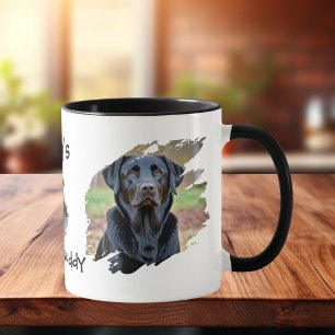Caneca Foto do Labrador Preto do Papai Personalizada