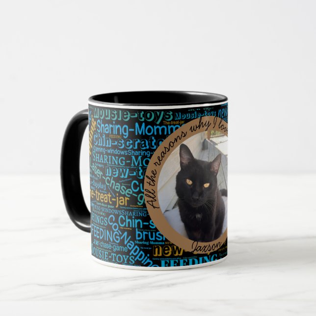 Caneca Foto do Namorados de Cat e nuvem de palavras (Frente Esquerda)
