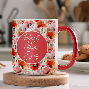 Caneca Foto do padrão de pipoca moderna da melhor mãe