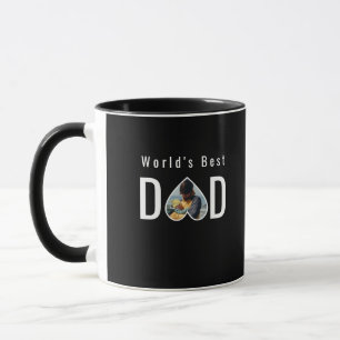 Caneca Foto do Papai em Quadro de Coração Preto Moderno T
